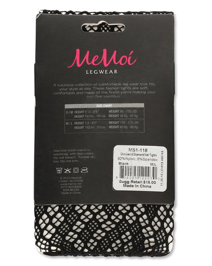 Women's Checkered Diamonds Nylon Net Tights : Color: Black