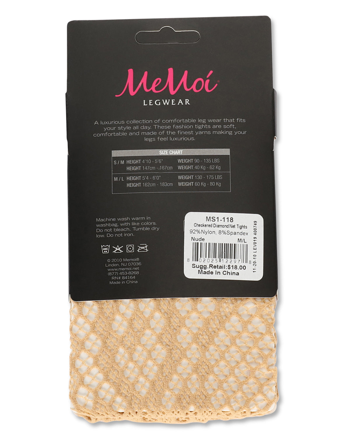 Women's Checkered Diamonds Nylon Net Tights : Color: Black