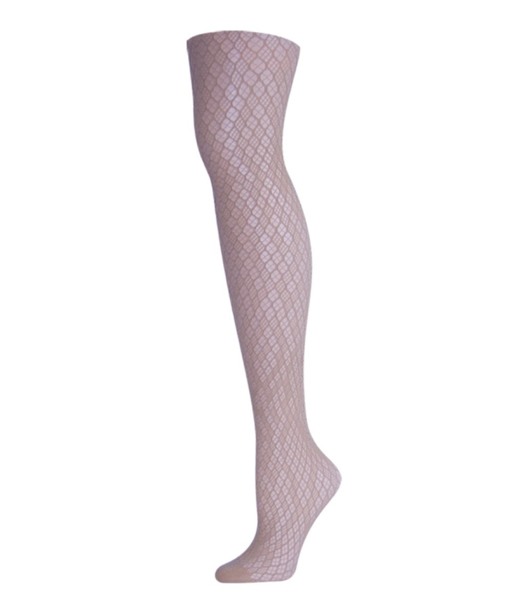 Women's Checkered Diamonds Nylon Net Tights : Color: Nude