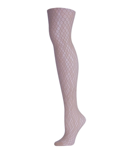 Women's Checkered Diamonds Nylon Net Tights : Color: Nude