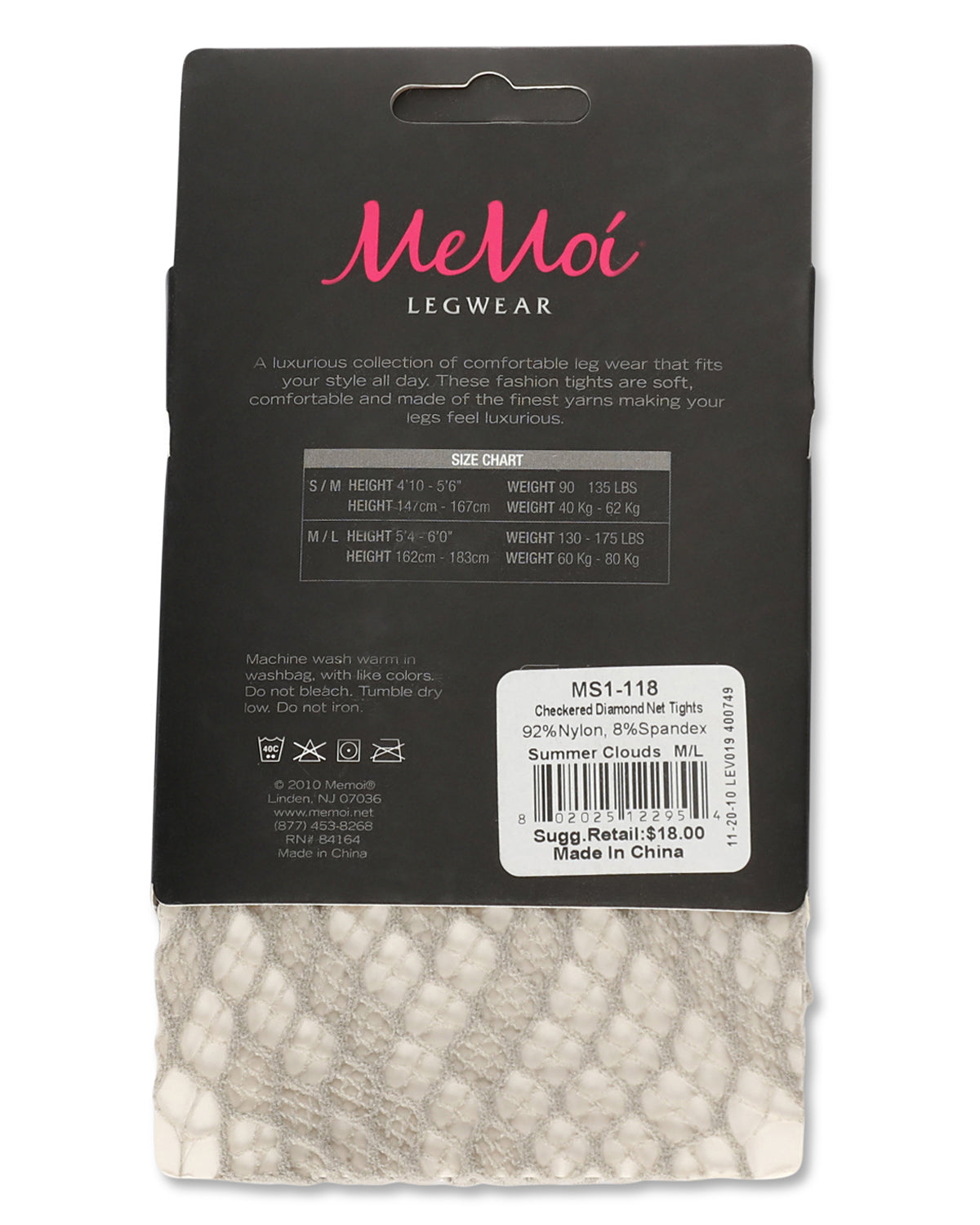 Women's Checkered Diamonds Nylon Net Tights : Color: Black