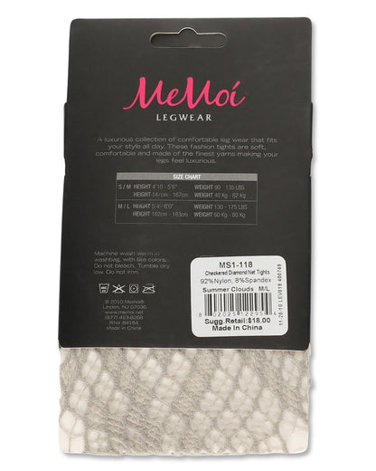 Women's Checkered Diamonds Nylon Net Tights : Color: Black