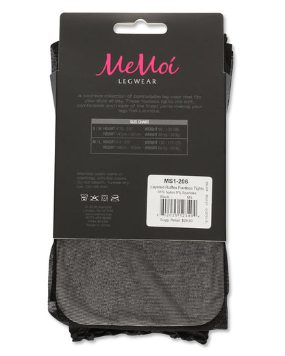 Layered Ruffles Sheer Footless Tights : Color: Black