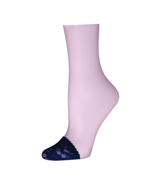 Floral Lace Toe Covers with Scalloped Edge : Color: Black