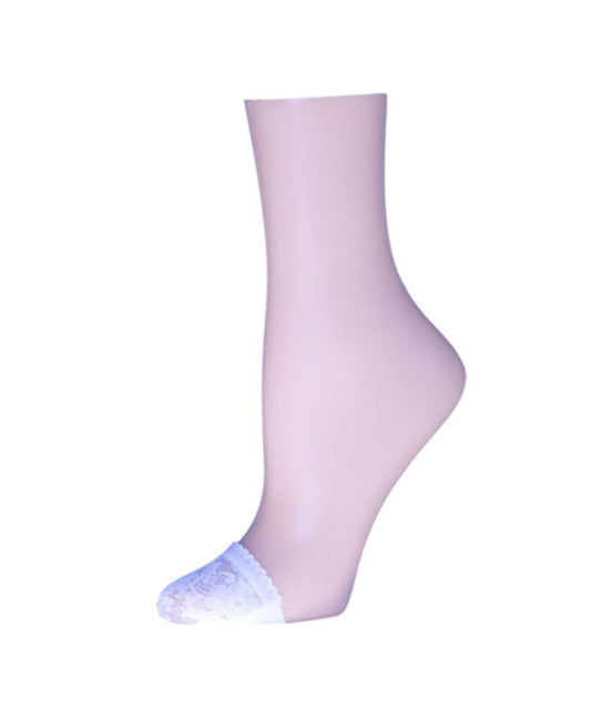 Floral Lace Toe Covers with Scalloped Edge : Color: White