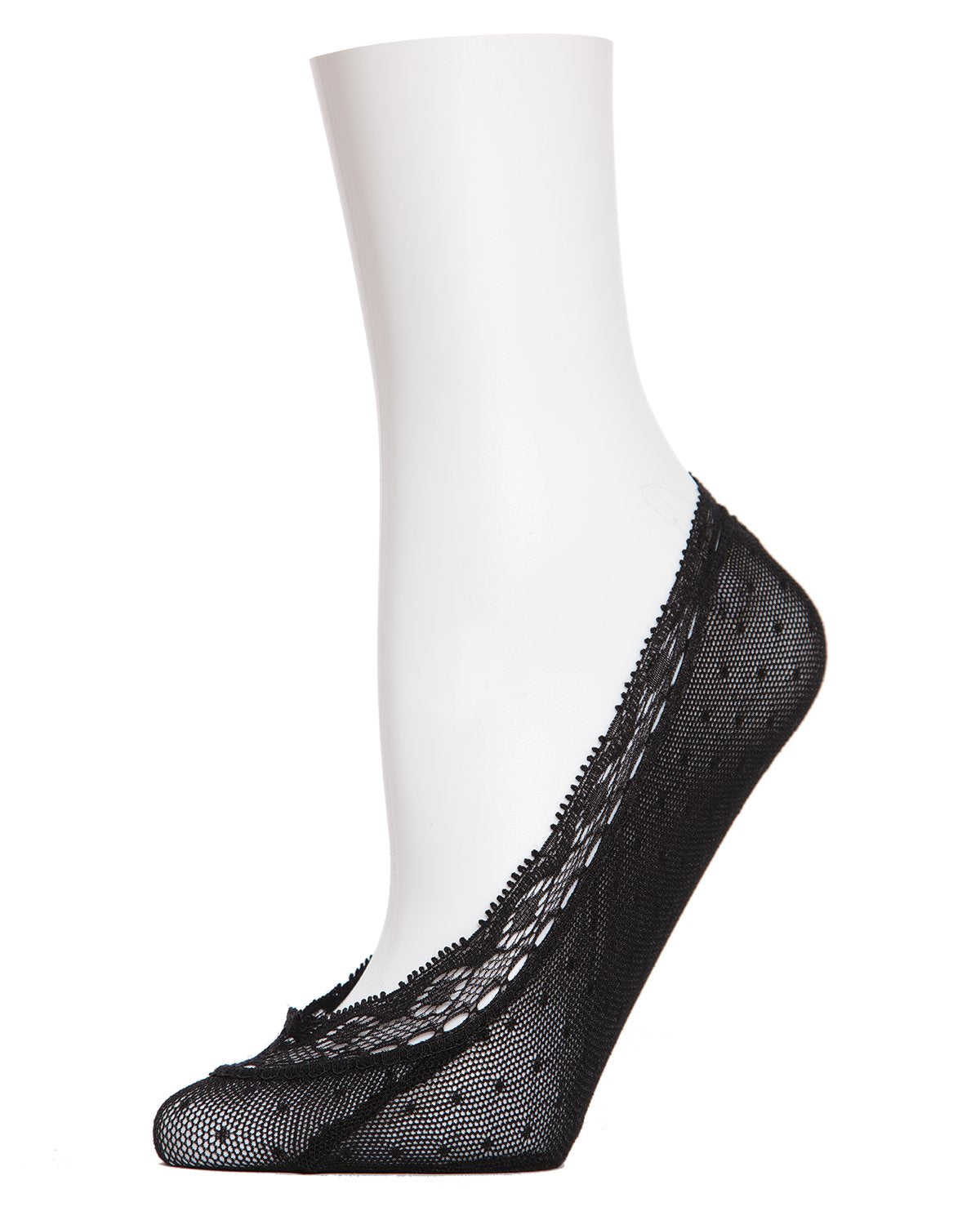 Women's Dotted Lace No Show Liner Socks : Color: Black