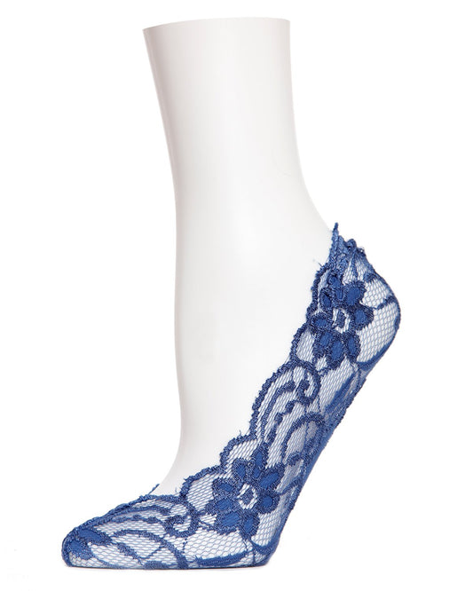 Women's Lacy Floral No Show Liner Socks : Color: Indigo