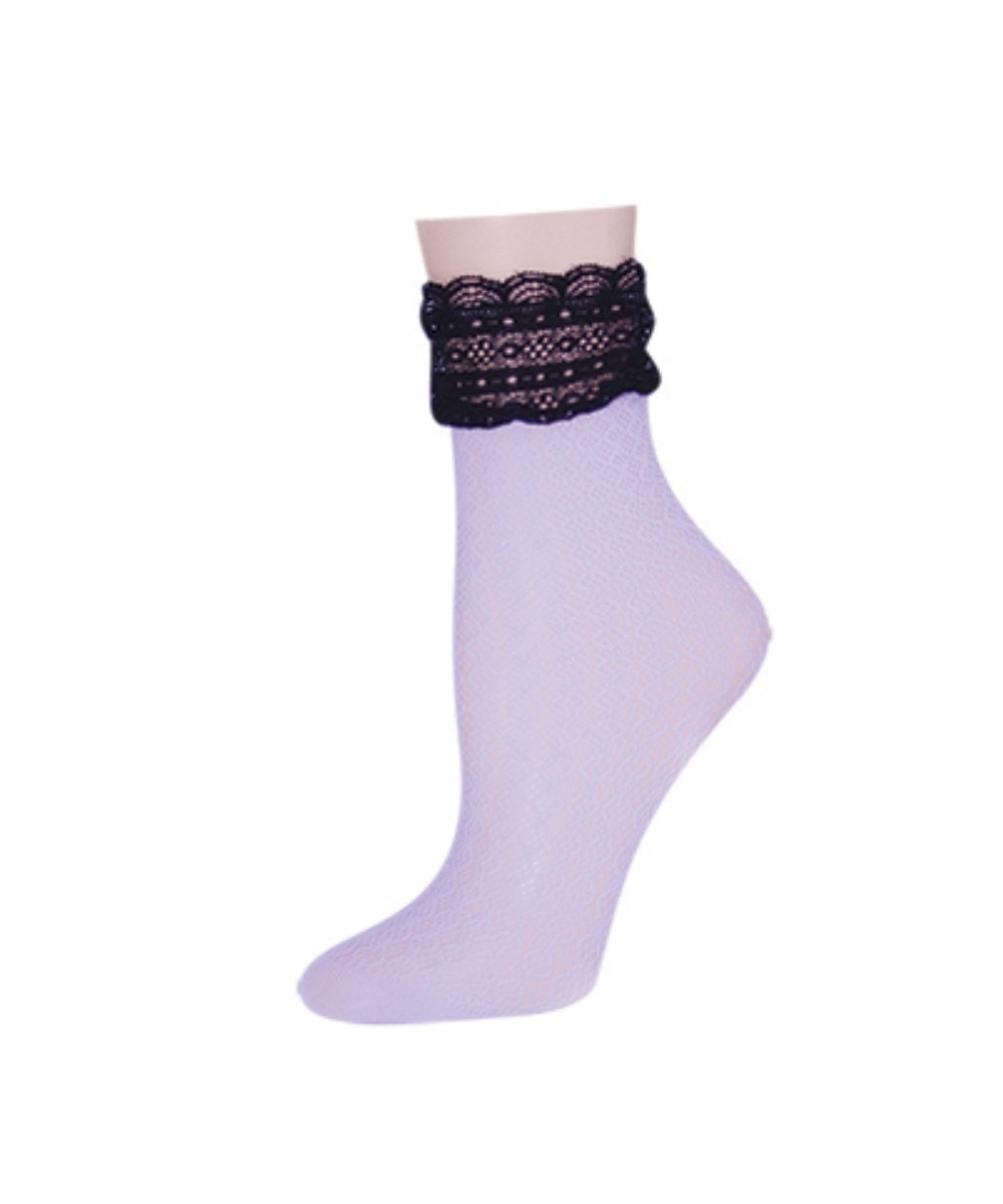 Women's Diamond Floral Lace Anklet Socks : Color: Dusty Lilac