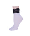 Women's Diamond Floral Lace Anklet Socks : Color: Star White