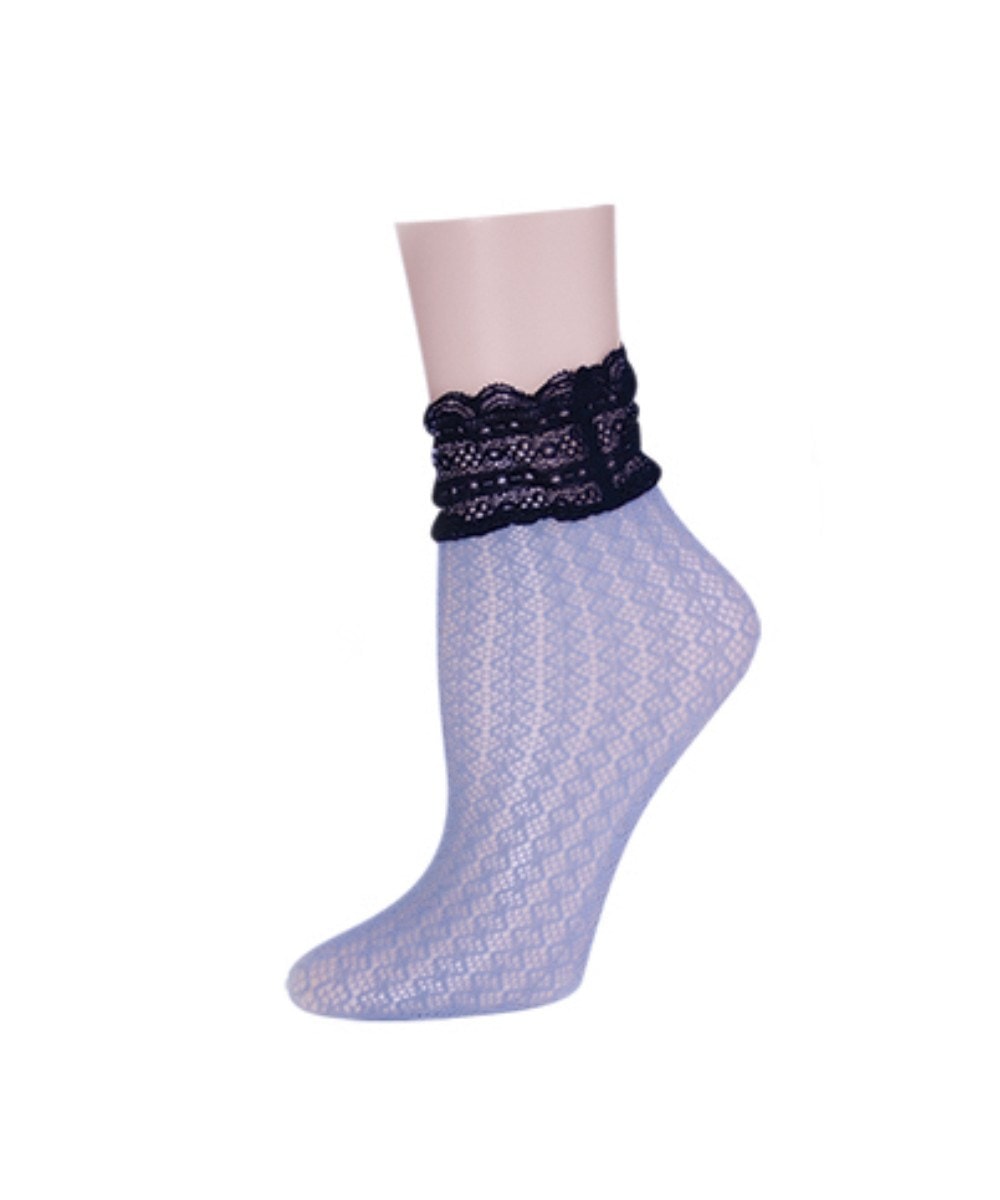 Women's Diamond Floral Lace Anklet Socks : Color: Summer Clouds