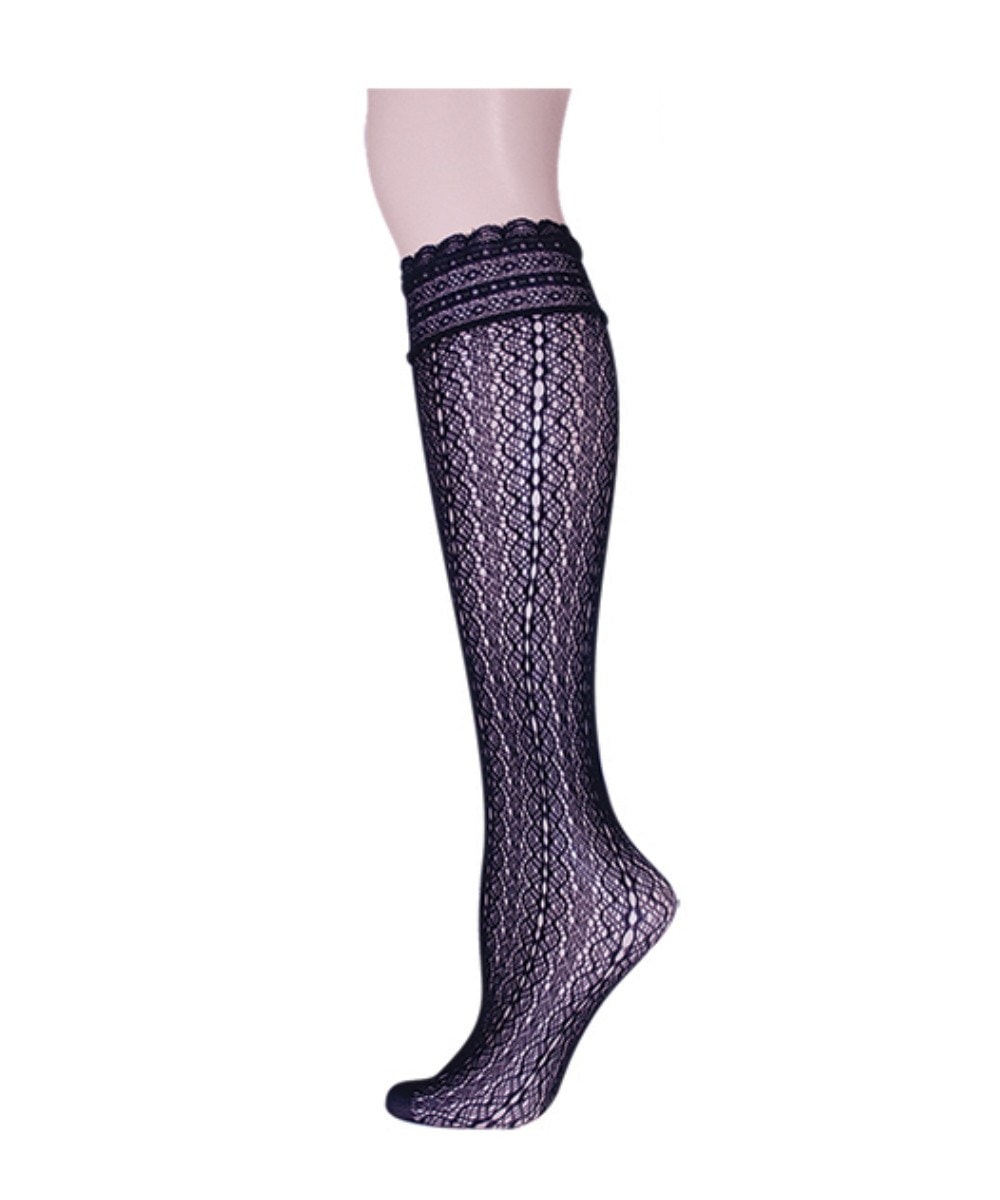 Ornate Lace Net Knee High Socks : Color: Black