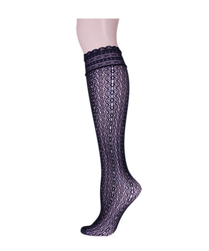 Ornate Lace Net Knee High Socks : Color: Black