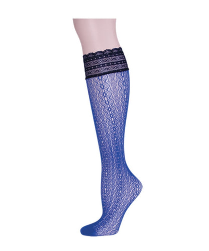 Ornate Lace Net Knee High Socks : Color: Moonlight Blue
