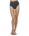 High Waisted Smoothing Brief Panty : Color: Black Spacedye