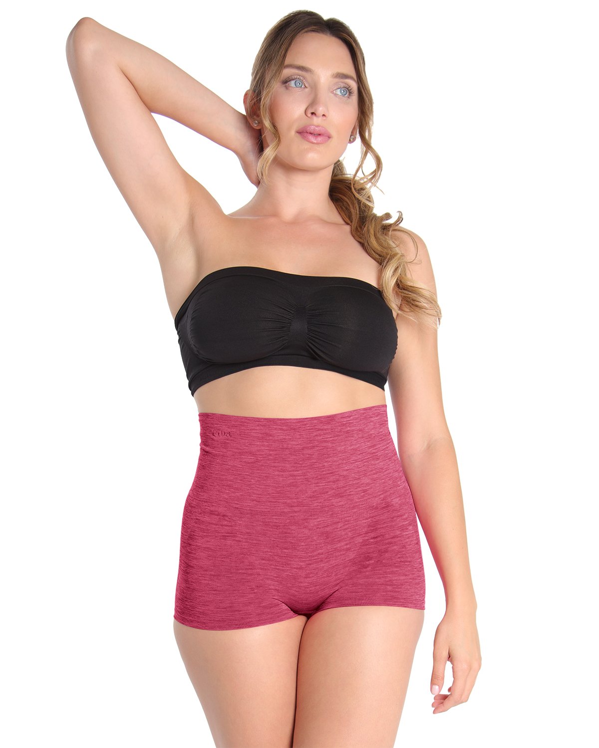 High-Waisted Shaping Boyshorts : Color: Cabernet Spacedye