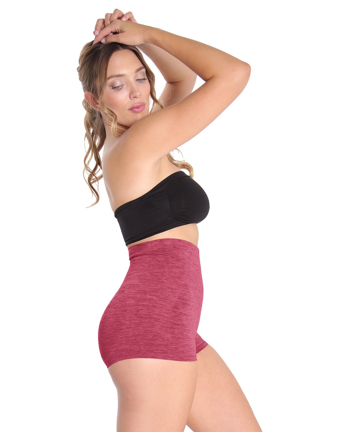 High-Waisted Shaping Boyshorts : Color: Cabernet Spacedye