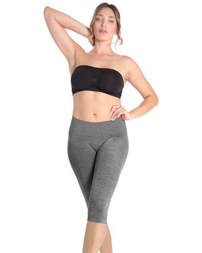 High-Waisted Tummy Control Shaping Capri Leggings : Color: Black  Spacedye
