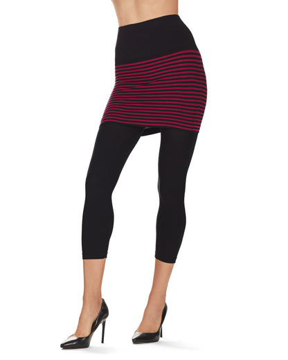 Women's Racha Stripe Skirted Leggings : Color: Black/Pink
