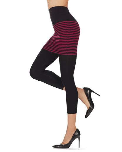 Women's Racha Stripe Skirted Leggings : Color: Black/Gray