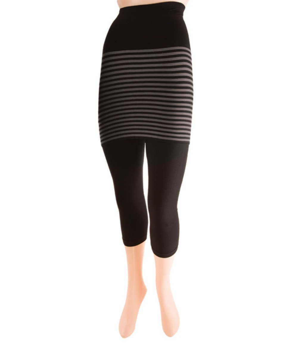 Women's Racha Stripe Skirted Leggings : Color: Black/Gray
