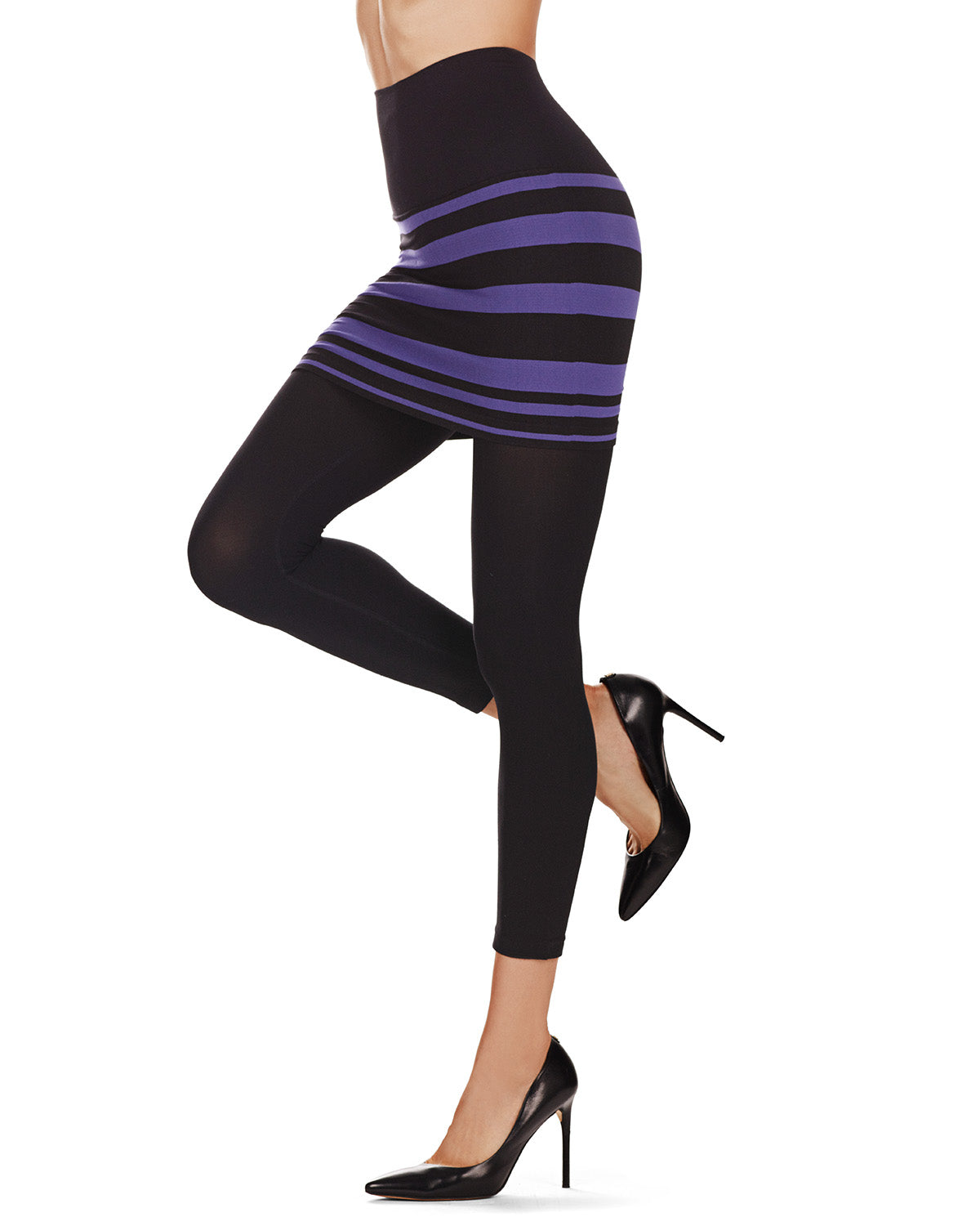 Women's Pija Capri Skirted Leggings : Color: Black/Purple