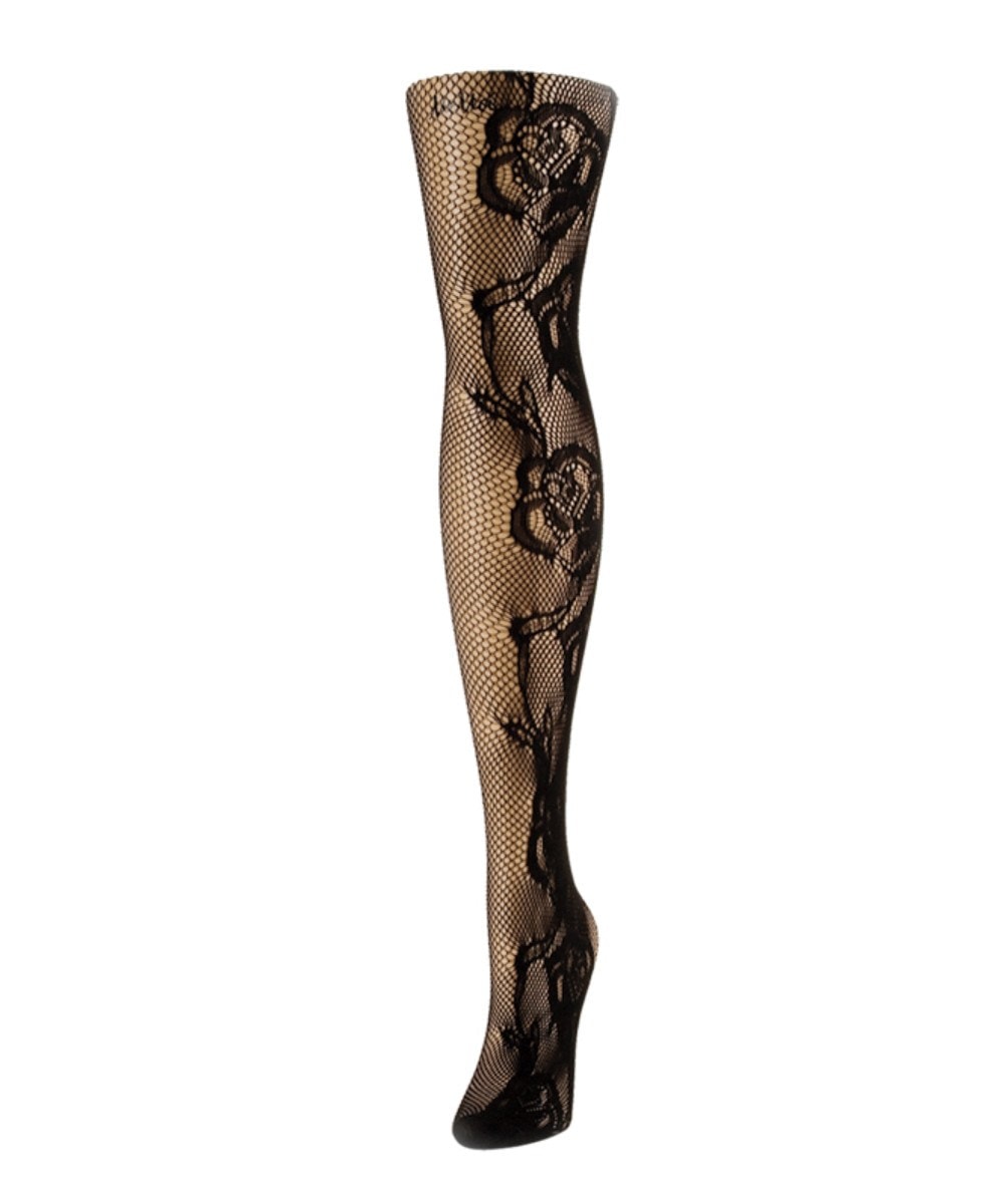Botanica Floral Swirl Fishnet Tights : Color: Black