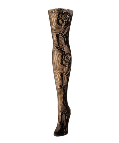 Botanica Floral Swirl Fishnet Tights : Color: Black