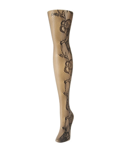 Botanica Floral Swirl Fishnet Tights : Color: Black