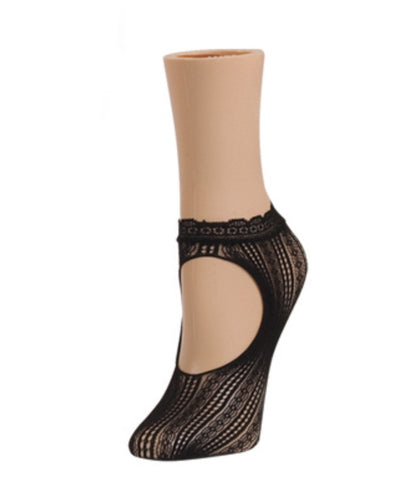 Women's Du-O Net Delicate Lace Loafer Socks : Color: Black