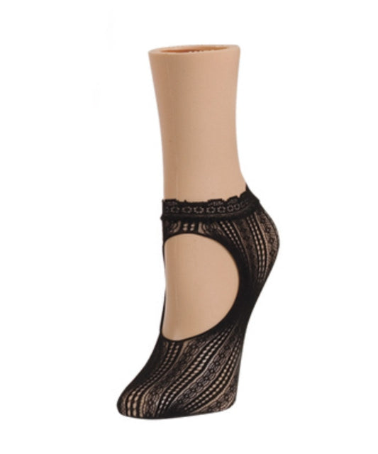 Women's Du-O Net Delicate Lace Loafer Socks : Color: Black