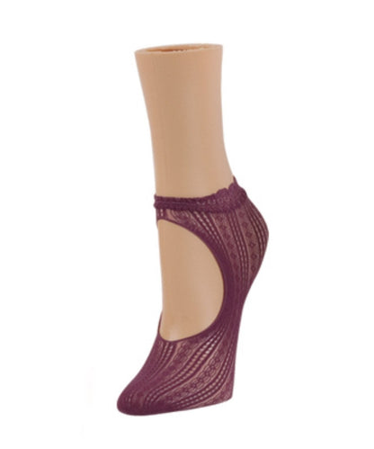 Women's Du-O Net Delicate Lace Loafer Socks : Color: Grape Compote