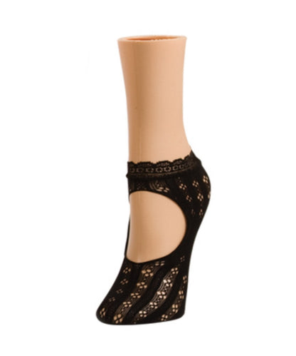 Women's Floral Net Mary Jane Loafer Socks : Color: Black