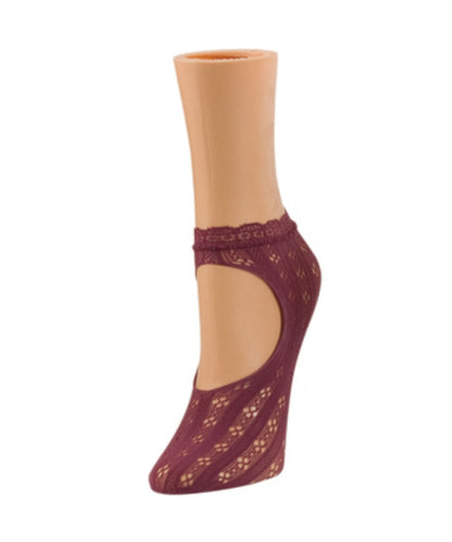 Women's Floral Net Mary Jane Loafer Socks : Color: Tulipwood
