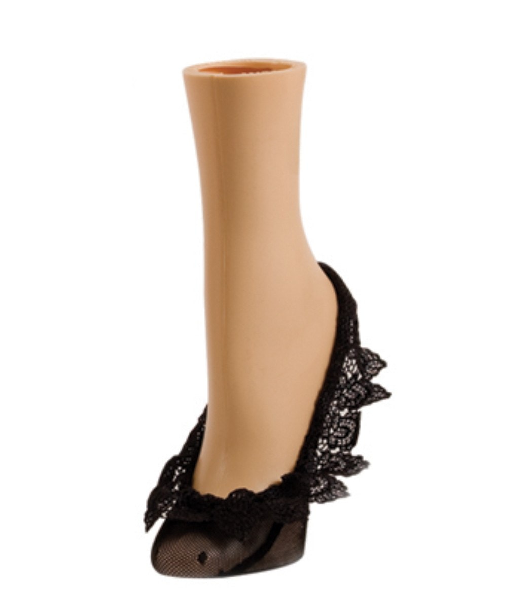 Women's Beyond Lace Fringe Polka Dot Foot Liner Socks : Color: Black