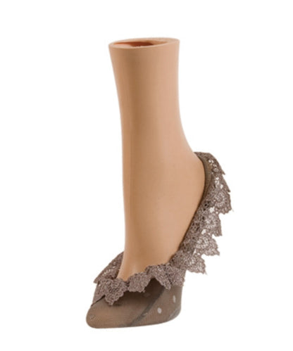 Women's Beyond Lace Fringe Polka Dot Foot Liner Socks : Color: CloudBurst