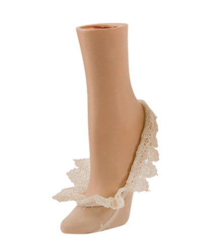 Women's Beyond Lace Fringe Polka Dot Foot Liner Socks : Color: Ivory