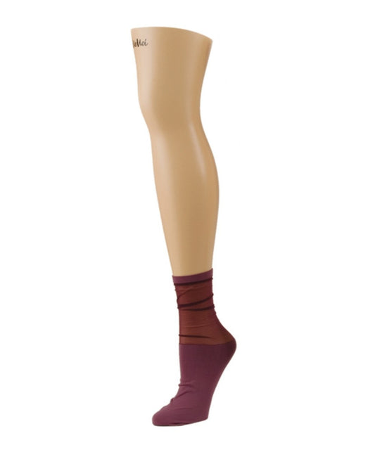 Women's Sheer Top Nylon Ankle Socks : Color: Tulipwood