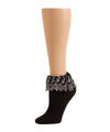 Women's Gracefall Embroidered Fringe Ankle Socks : Color: Black/Black