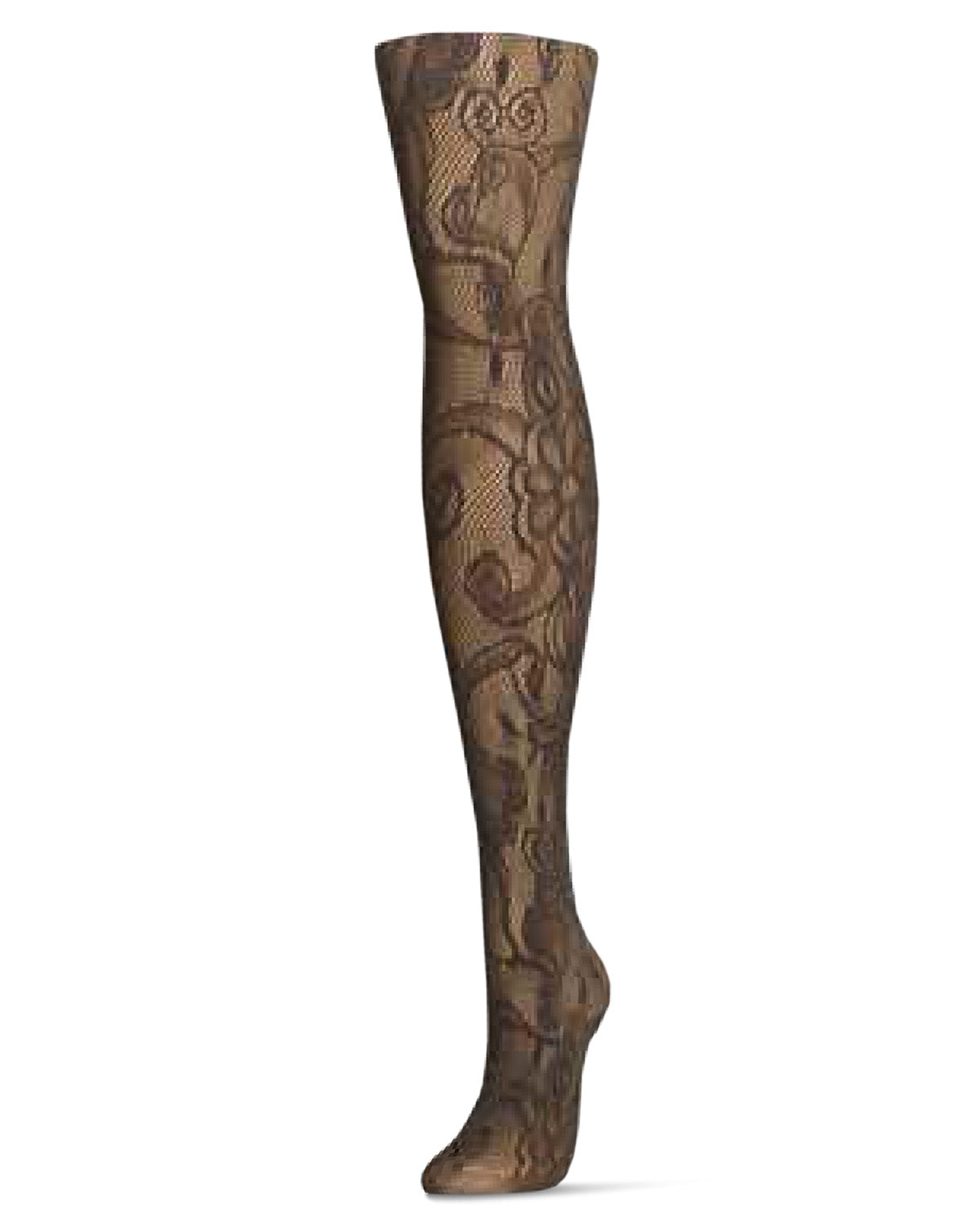 Women's Botanic Scene Net Tights : Color: Two Tone Mud
