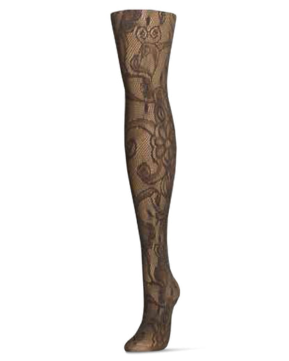 Women's Botanic Scene Net Tights : Color: Two Tone Mud