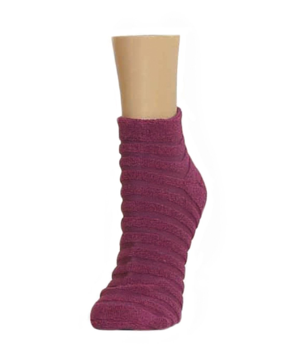 Textured Striped Cotton Blend Anklet Socks : Color: Dahlia Mauve