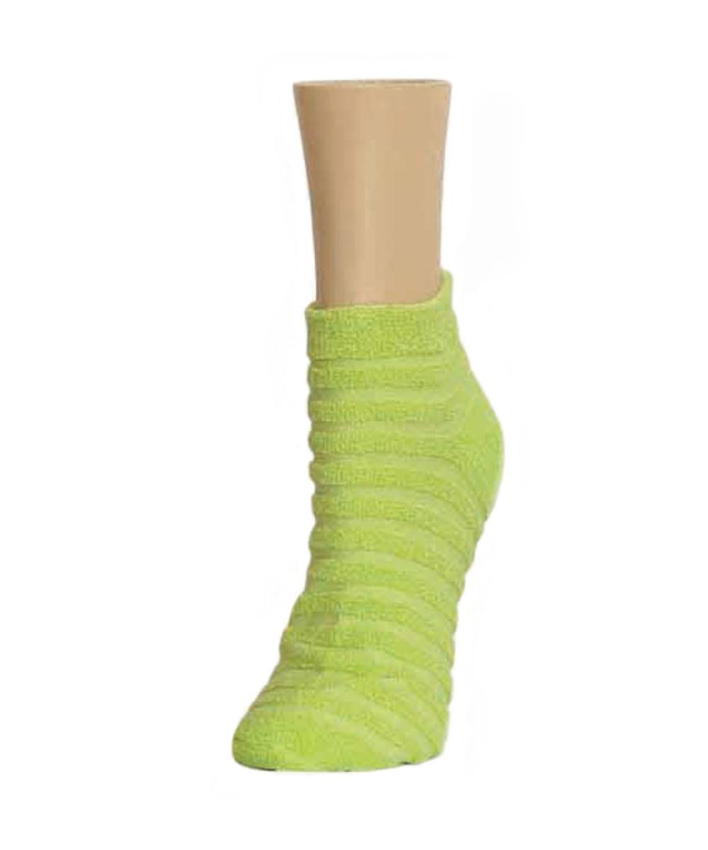 Textured Striped Cotton Blend Anklet Socks : Color: Daiquiri Green
