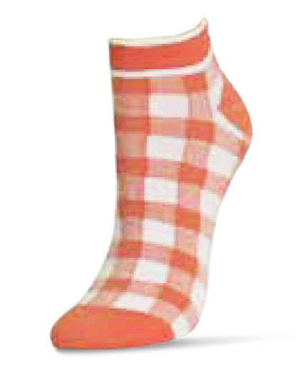Checkerboard Soft-Fit Cotton-Rich Low Cut Sock : Color: Fusion Coral