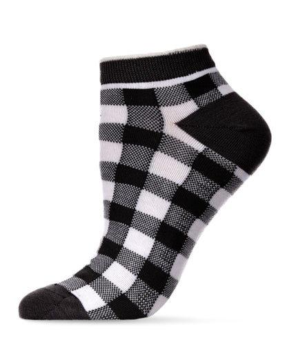 Checkerboard Soft-Fit Cotton-Rich Low Cut Sock : Color: Black