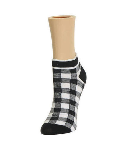 Checkerboard Soft-Fit Cotton-Rich Low Cut Sock : Color: Black