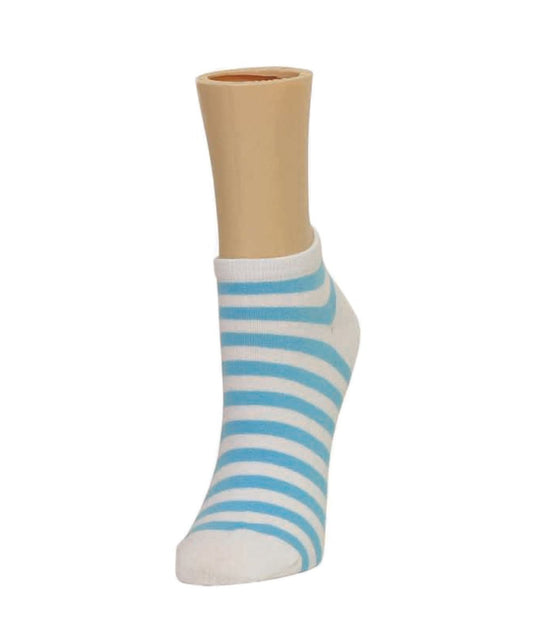 Classic Stripe Soft-Fit Cotton-Rich Low Cut Happy Sock : Color: Aquarius