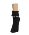Women's Ruffle Bliss Cotton Blend Ankle Socks : Color: Black