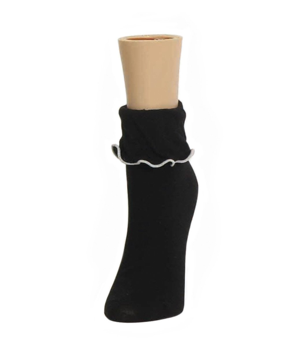 Women's Ruffle Bliss Cotton Blend Ankle Socks : Color: Black