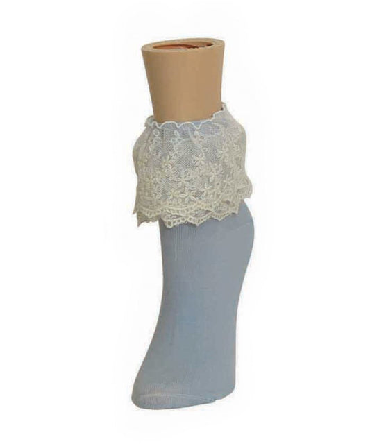 Women's Delicate Duo Lace Anklet Socks : Color: Black