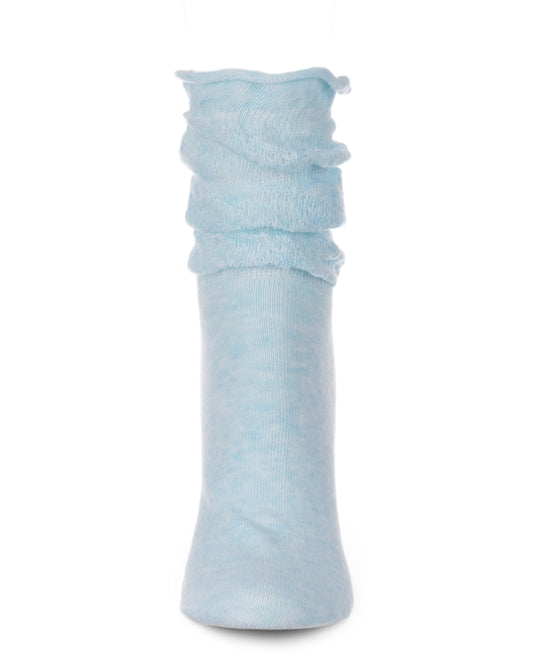 Subtle Slouch Cotton Blend Roll Cuff Ankle Socks : Color: Tempest